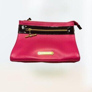 2000s Y2k Pink, Black, and Gold Juicy Couture Small Women's Make Up Bag OS